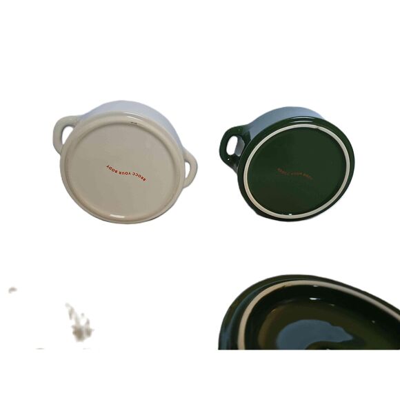 Mini Round Casserole Ceramic Set Includes Lid Brocc Your Body - Picture 11 of 12